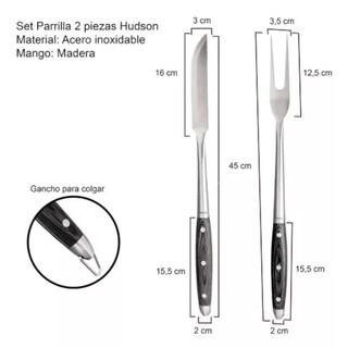 Foto 3 | Set Parrillero Hudson 2pz Trinche Y Cuchillo Parrilla Inox