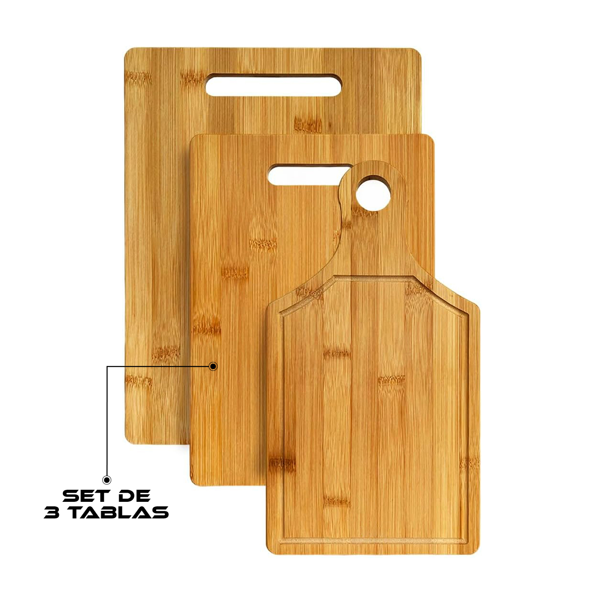 Foto 5 pulgar | Set De 3 Tablas De Madera De Bambu Para Picar Alimentos