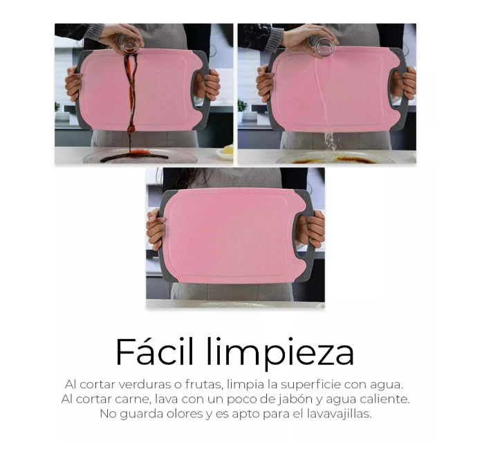 Foto 4 | Tabla De Cocina Para Picar Cortar Alimentos Set 3 Piezas Color Rosa Raganet