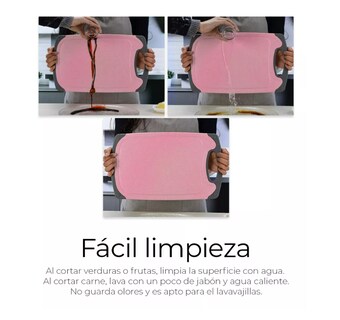 Foto 4 | Tabla De Cocina Para Picar Cortar Alimentos Set 3 Piezas Color Rosa Raganet