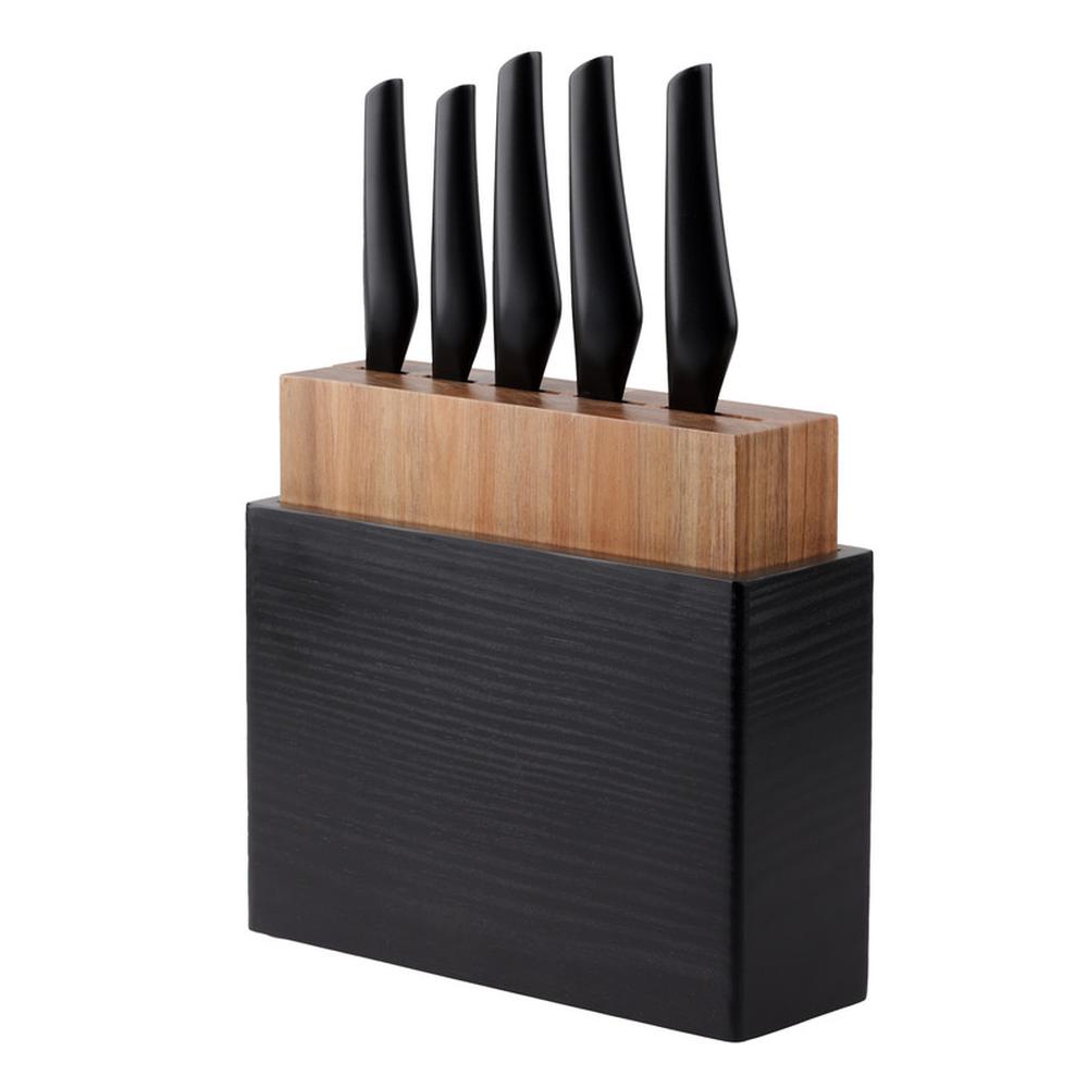 Foto 2 pulgar | Set de Cuchillos con Tabla de Madera Vasconia 8 Piezas Negro