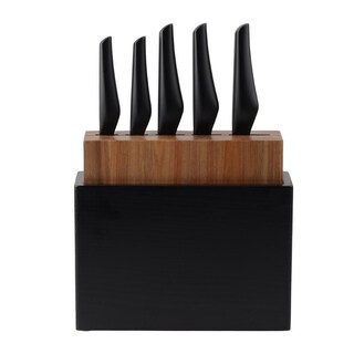 Foto 2 | Set de Cuchillos con Tabla de Madera Vasconia 8 Piezas Negro