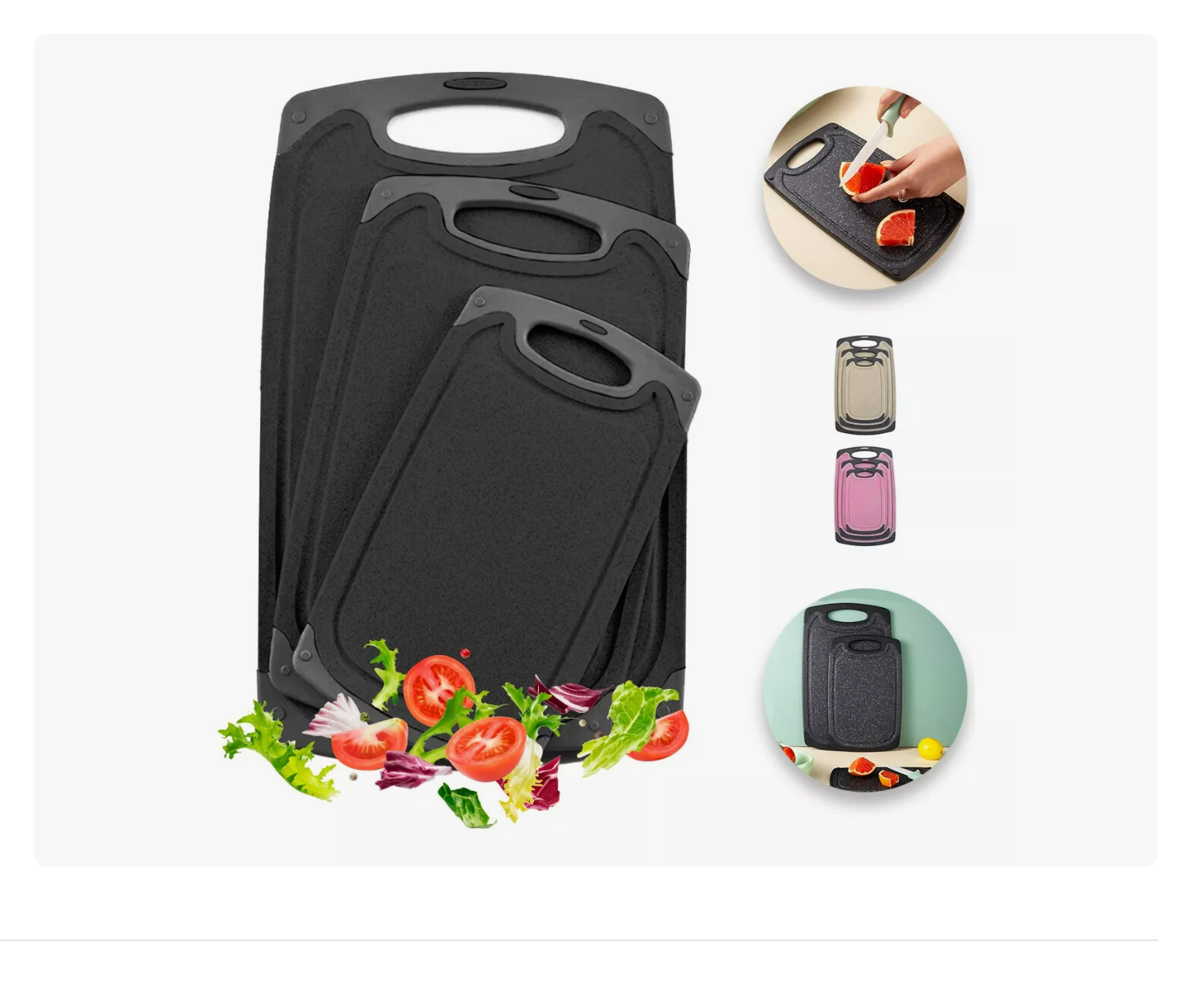 Tabla De Cocina Para Picar Cortar Alimentos Set 3 Piezas Negro Xtellar