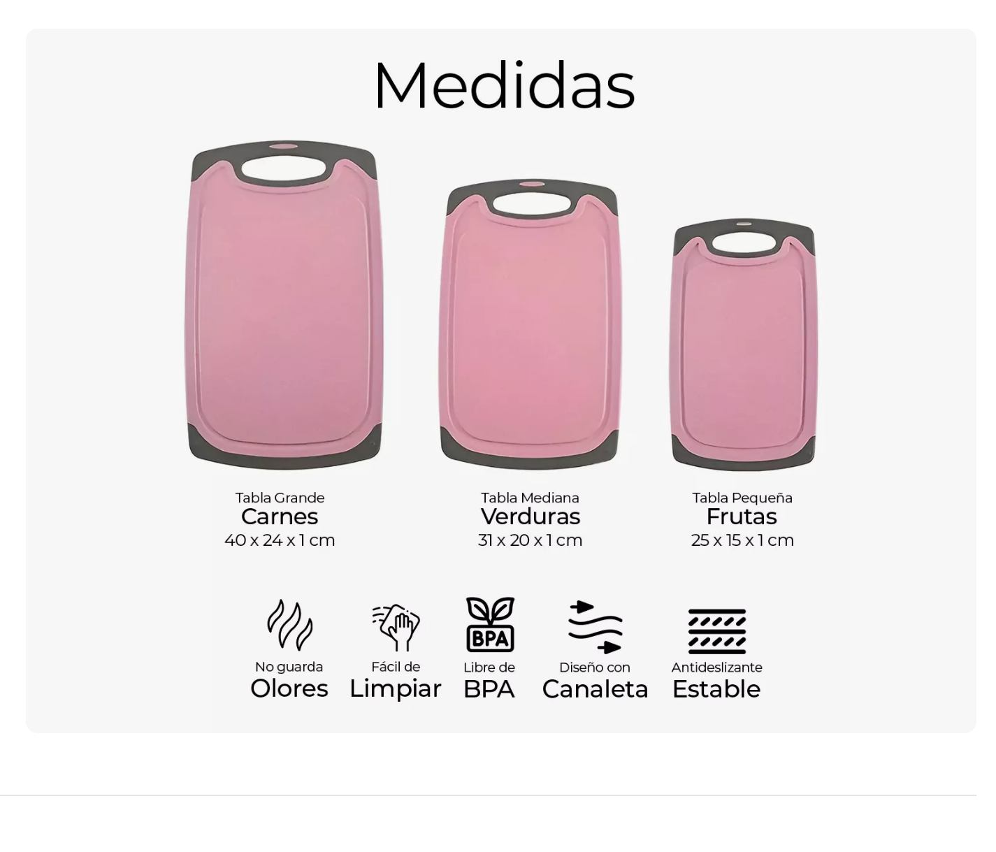 Foto 3 pulgar | Tabla De Cocina Para Picar Cortar Alimentos Set 3 Piezas Rosa Xtellar