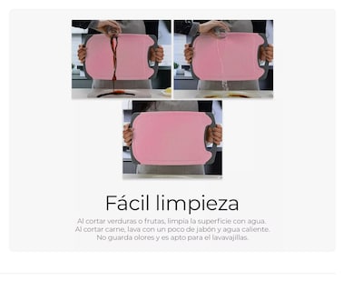 Foto 4 | Tabla De Cocina Para Picar Cortar Alimentos Set 3 Piezas Rosa Xtellar