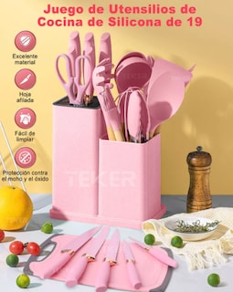 Foto 2 | Utensilios De Cocina Xtellar De Silicona Color Rosa