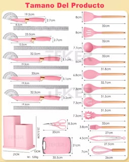 Foto 4 | Utensilios De Cocina Xtellar De Silicona Color Rosa