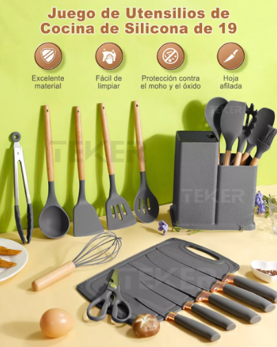 Foto 2 | Utensilios De Cocina Xtellar De Silicona Color Gris