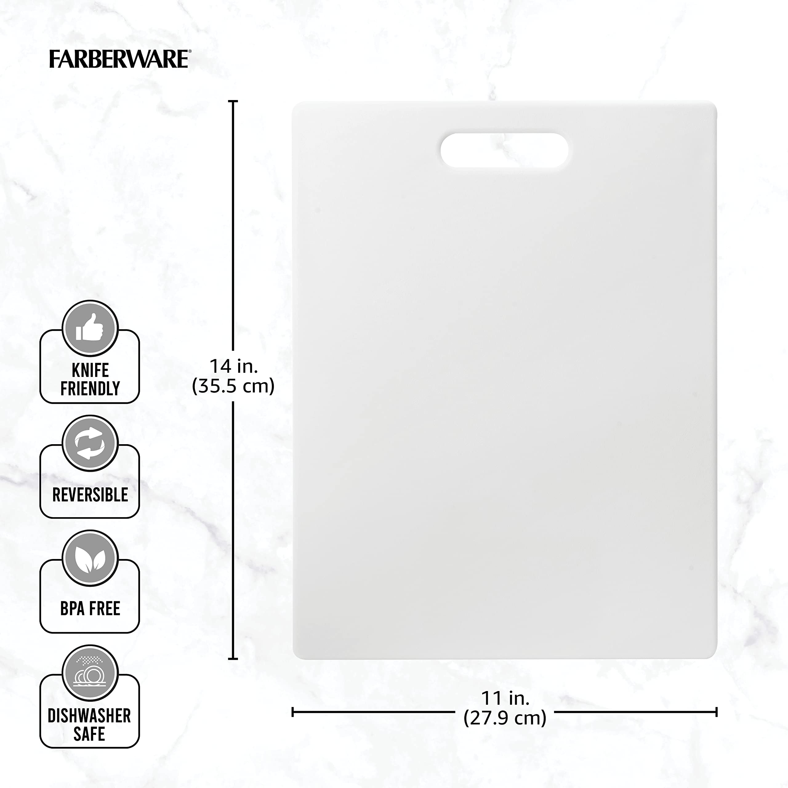 Foto 6 pulgar | Tabla De Cortar Farberware, Grande, De Plástico, Apta Para Lavavajillas, Color Blanco - Venta Internacional.