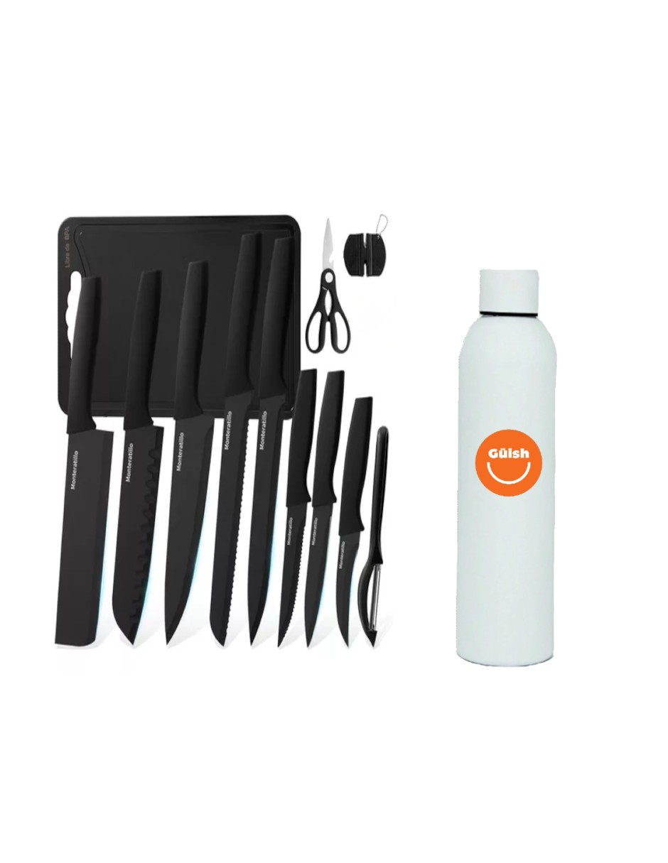 Juego De Cuchillos Acero Inoxidable + Termo De Agua Güish