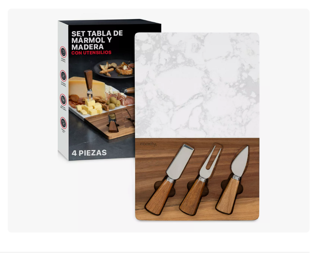 Tabla Madera Y Mármol + Cuchillos Picar Queso Xtellar