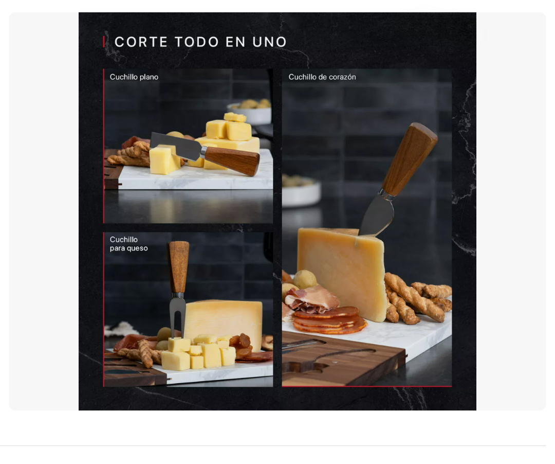 Foto 4 | Tabla Madera Y Mármol + Cuchillos Picar Queso Xtellar