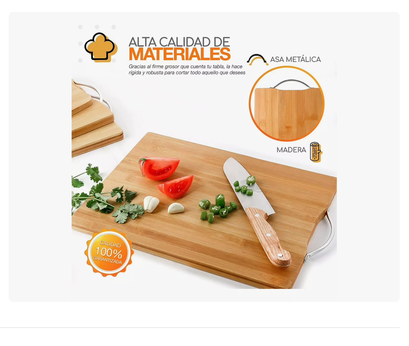 Foto 3 pulgar | Tabla Picar Cortar Bambú Madera 3en1 Con Agarradera 28x38cm Xtellar