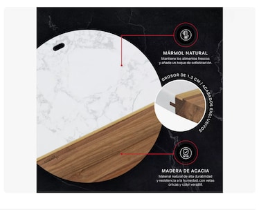 Foto 4 | Tabla Redonda De Madera Y Mármol Picar Queso Cocina Xtellar