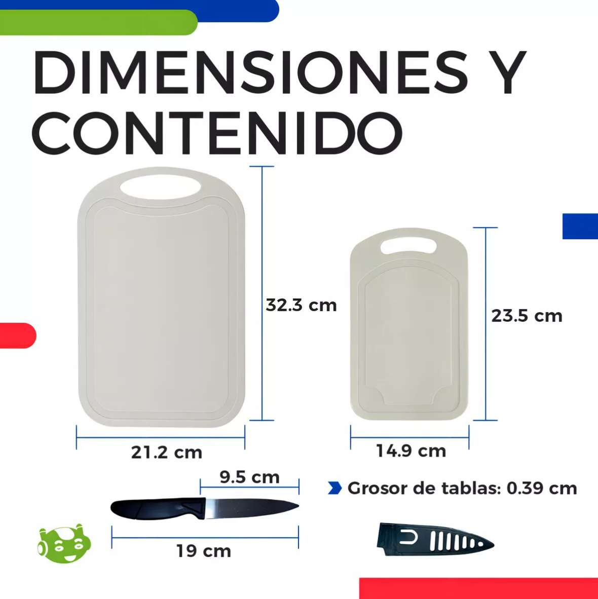 Foto 3 | Set De 2 Tablas De Plástico Y Cuchillo Xtellar