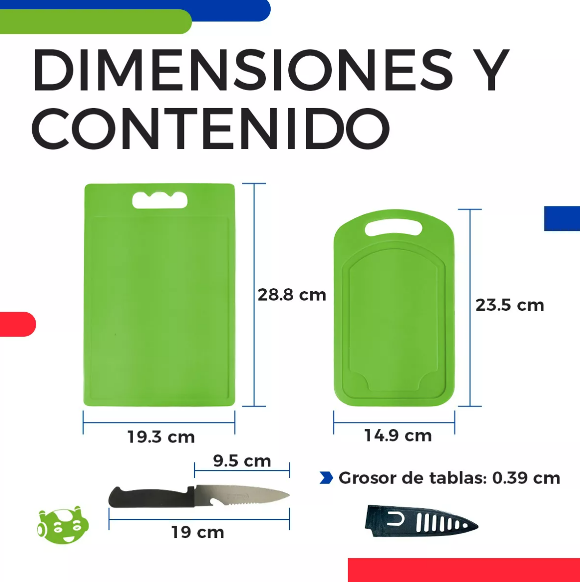 Foto 5 pulgar | Set De 2 Tablas De Plástico Y Cuchillo Xtellar