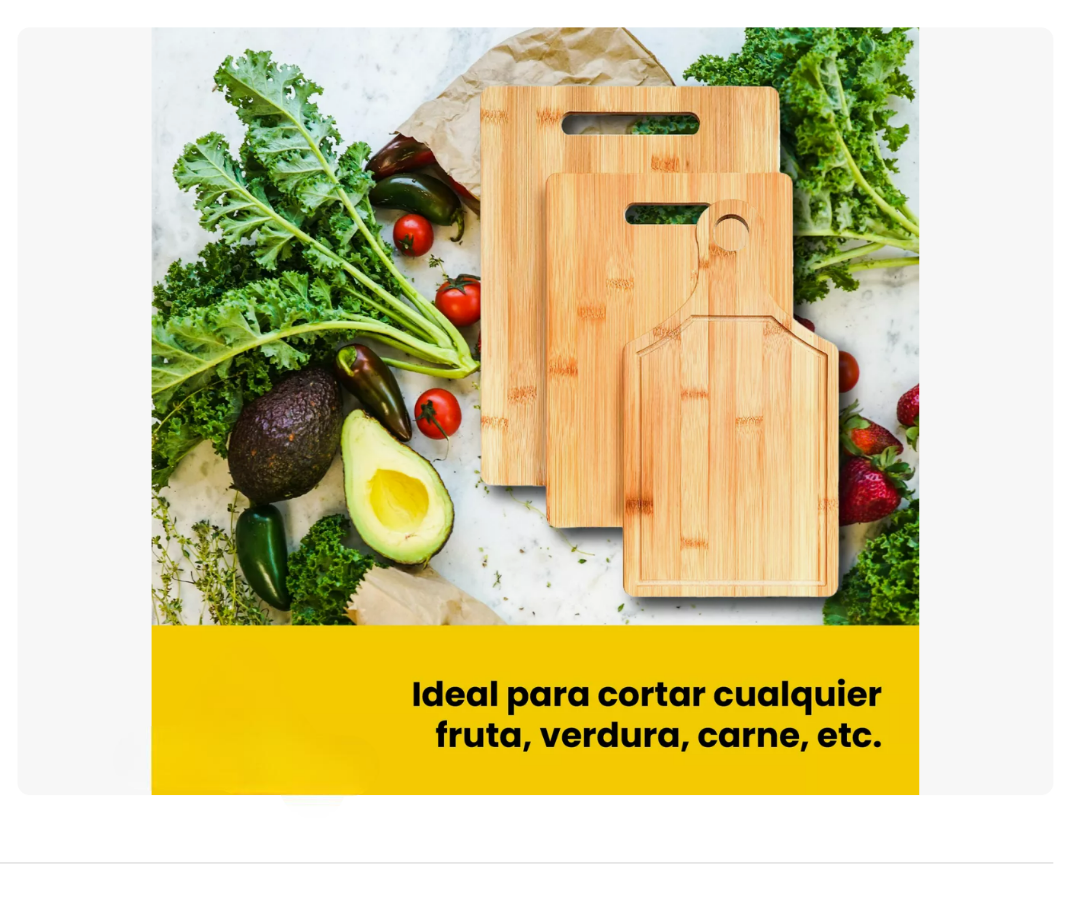 Foto 5 pulgar | Tabla De Cocina Para Picar Cortar 3 Piezas Bambu Natural Xtellar