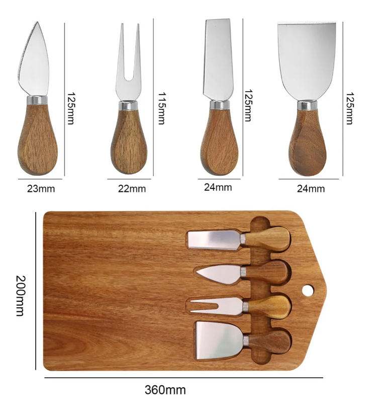 Foto 4 pulgar | Tabla De Quesos Xtellar De Madera Y Utensilios Color Marrón