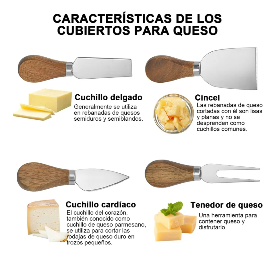 Foto 4 | Tabla De Quesos Xtellar De Madera Y Utensilios Color Marrón