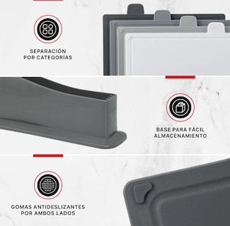 Foto 3 | Set De 4 Tablas Xtellar Para Cocina Grey