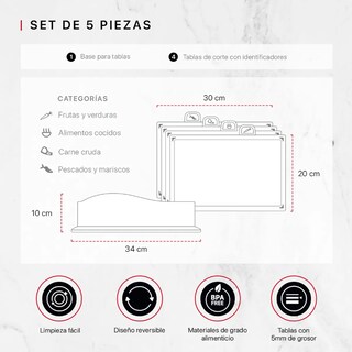 Foto 6 | Set De 4 Tablas Xtellar Para Cocina Grey
