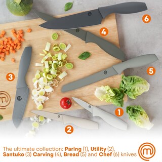 Foto 2 | Juego De Bloques De Cuchillos Masterchef Earth Greys, 6 Cuchillos De Acero Inoxidable - Venta Internacional.