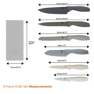 Foto 7 | Juego De Bloques De Cuchillos Masterchef Earth Greys, 6 Cuchillos De Acero Inoxidable - Venta Internacional.