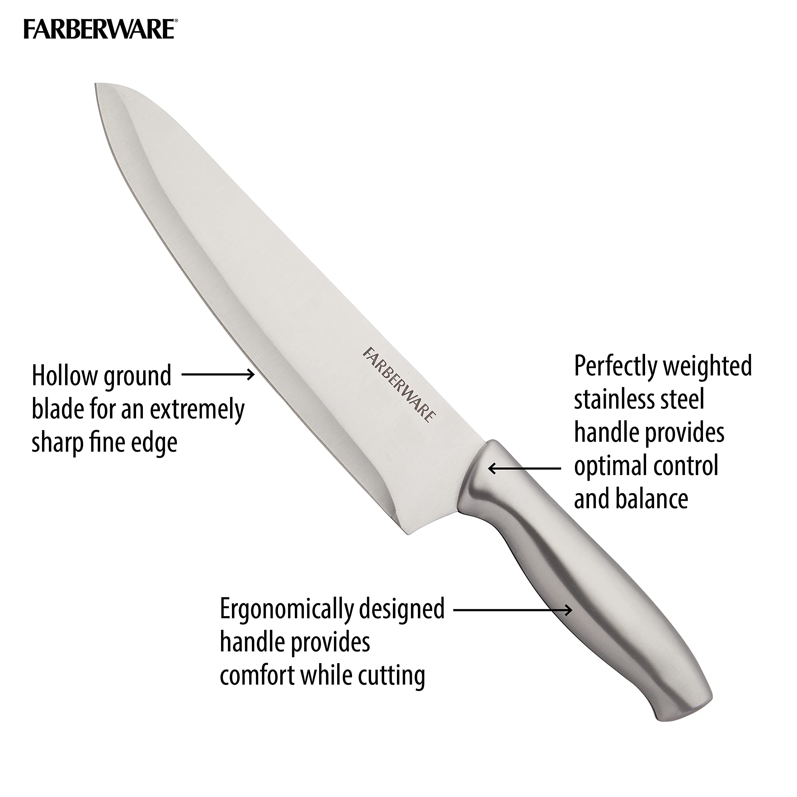 Foto 7 | Juego De Bloques De Cuchillos Farberware De Acero Inoxidable Estampado, 15 Piezas - Venta Internacional.