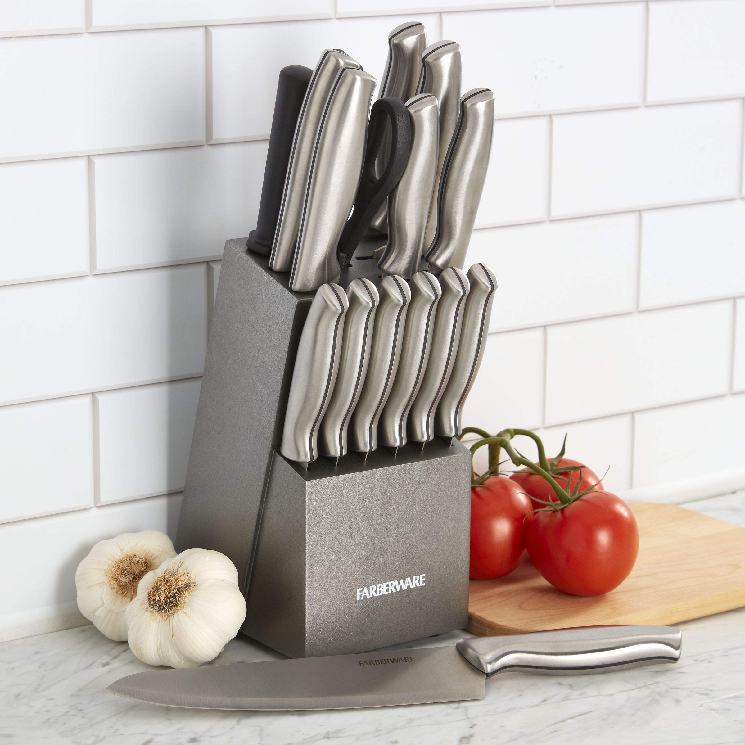 Foto 4 | Juego De Bloques De Cuchillos Farberware De Acero Inoxidable Estampado, 15 Piezas - Venta Internacional.