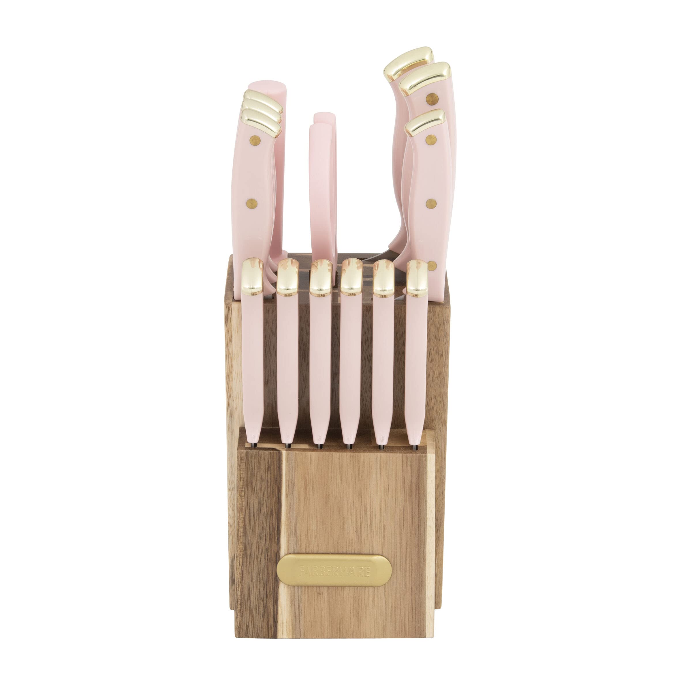Foto 2 pulgar | Juego De Bloques De Cuchillos Farberware Acacia, 15 Piezas, Rosa Y Dorado - Venta Internacional.