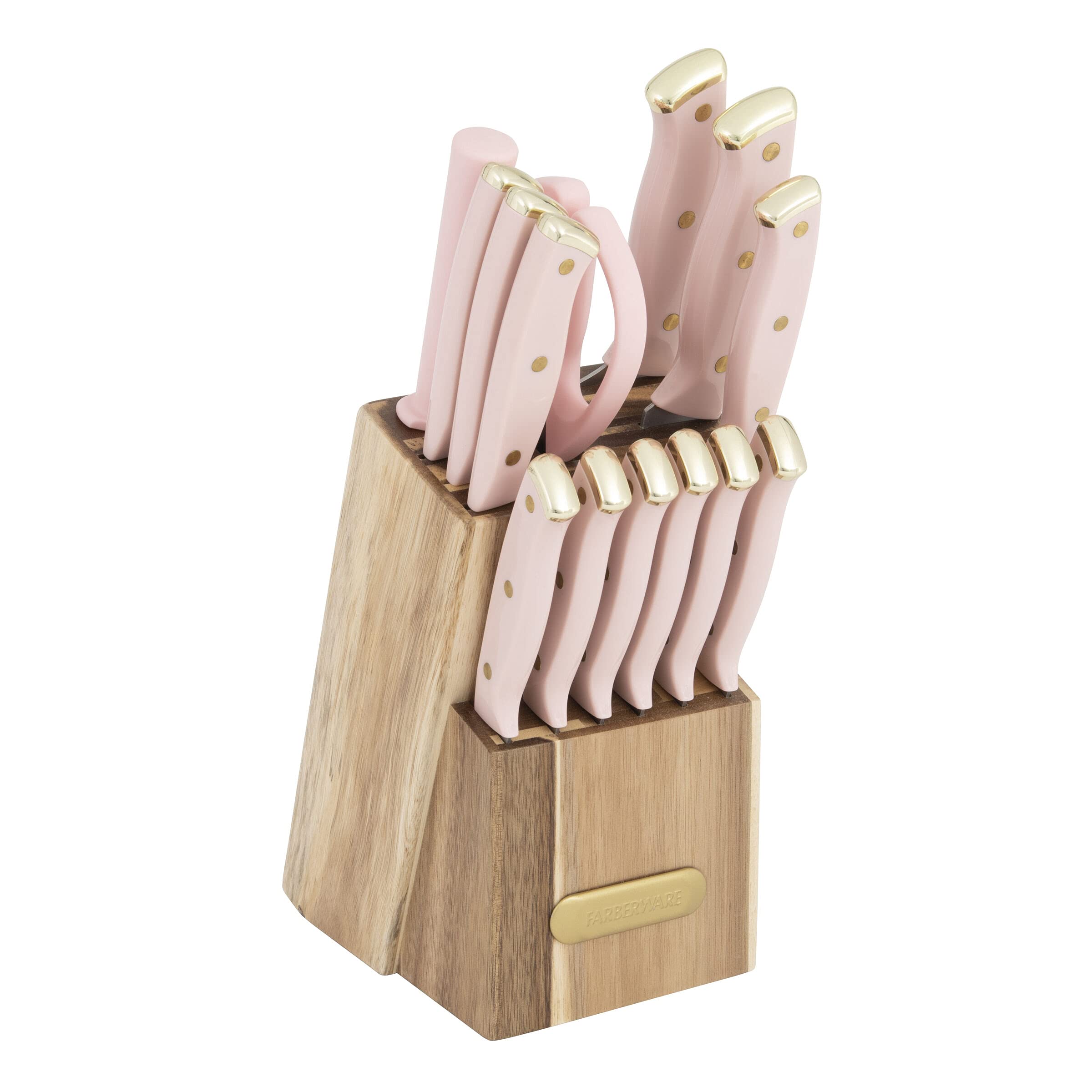 Foto 3 pulgar | Juego De Bloques De Cuchillos Farberware Acacia, 15 Piezas, Rosa Y Dorado - Venta Internacional.