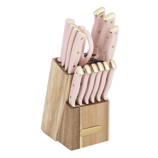 Foto 2 | Juego De Bloques De Cuchillos Farberware Acacia, 15 Piezas, Rosa Y Dorado - Venta Internacional.