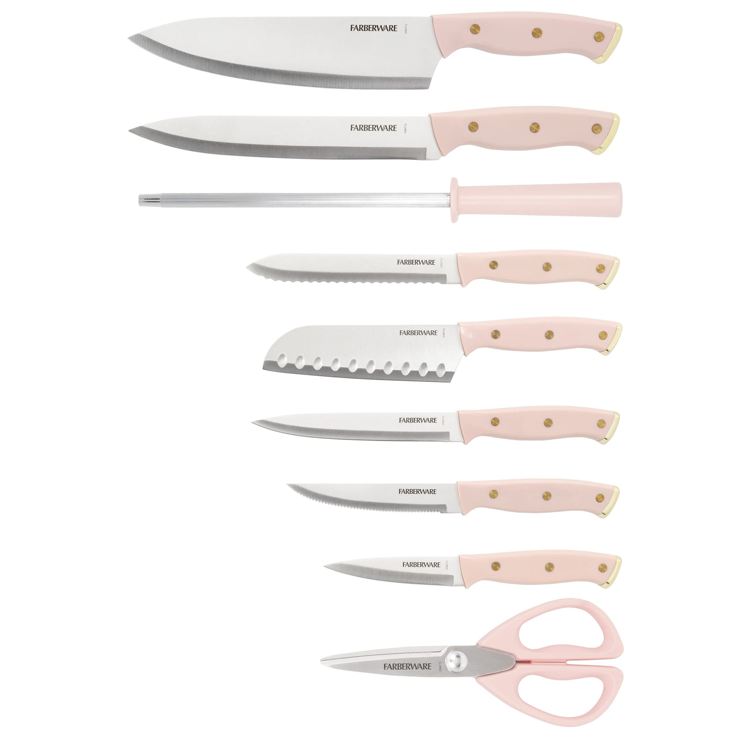 Foto 4 | Juego De Bloques De Cuchillos Farberware Acacia, 15 Piezas, Rosa Y Dorado - Venta Internacional.