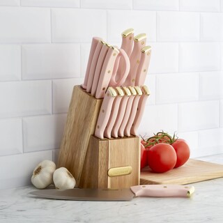 Foto 7 | Juego De Bloques De Cuchillos Farberware Acacia, 15 Piezas, Rosa Y Dorado - Venta Internacional.