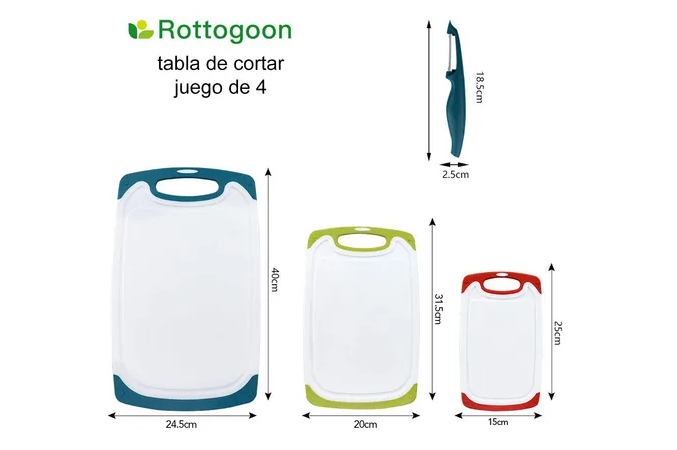 Foto 3 pulgar | Tablas Xtellar Para Picar Alimentos Cocina Para Cortar Set 4 Piezas