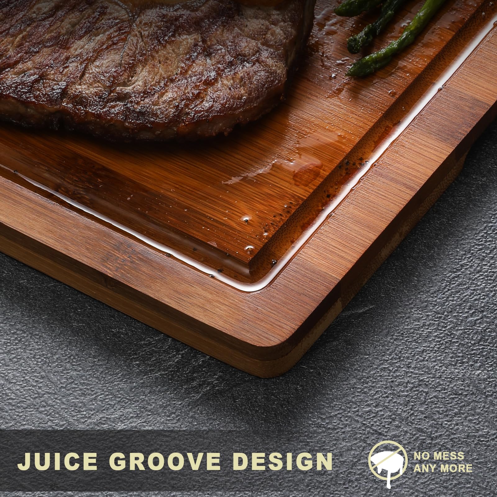 Foto 5 | Tabla De Cortar Hiware Wood Heavy Duty Bamboo Con Ranura Para Jugo - Venta Internacional.
