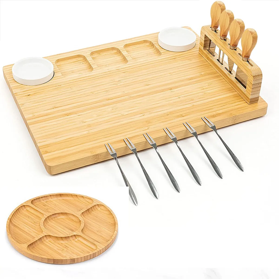 Foto 3 pulgar | Elegante Set De Tabla Para Quesos Y Frutas Xtellar En Madera De Bambú Sostenible Con Cuchillos Y Tenedores Premium