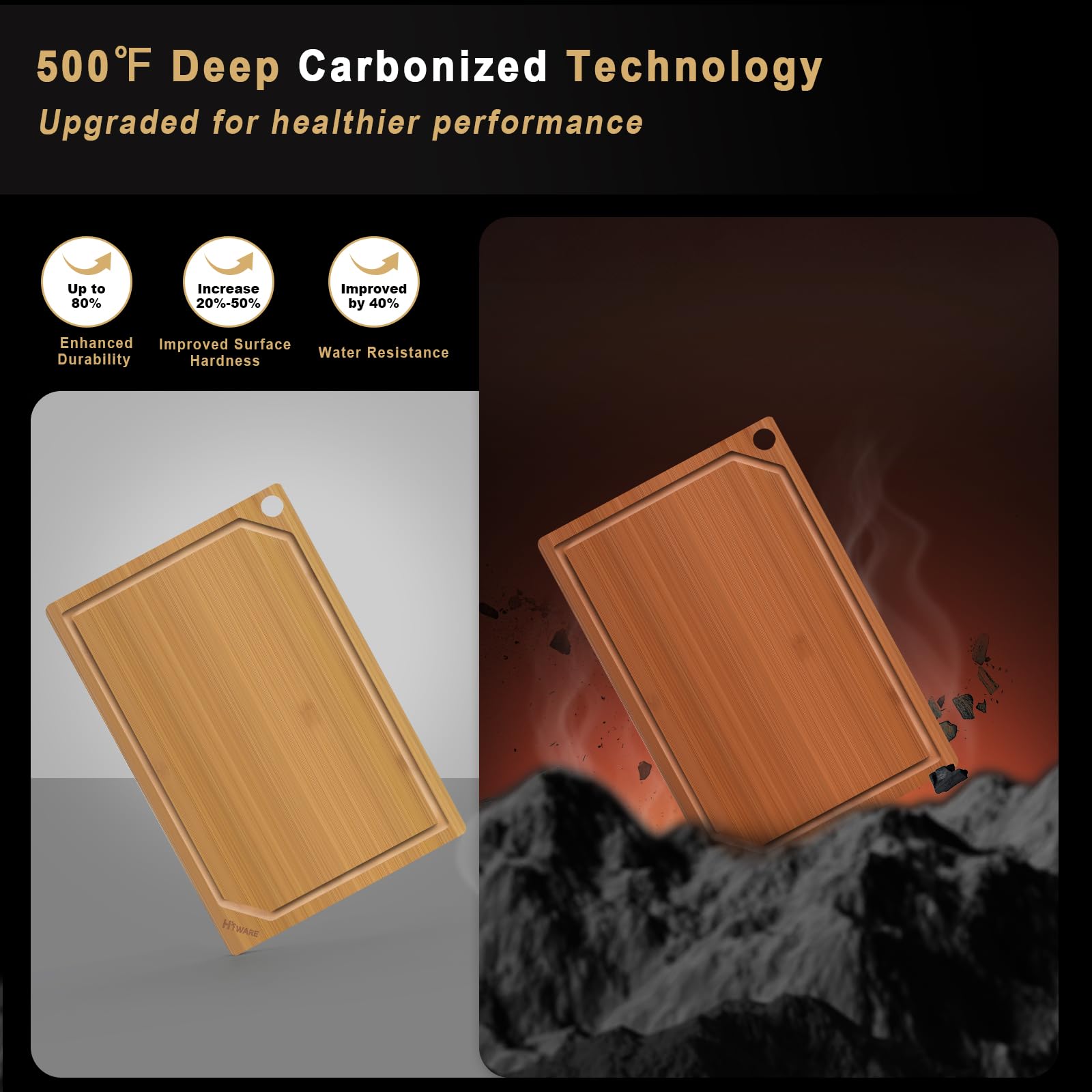 Foto 4 pulgar | Juego De Tablas De Cortar Hiware Bamboo Con Ranura Para Jugo, 4 Piezas - Venta Internacional.