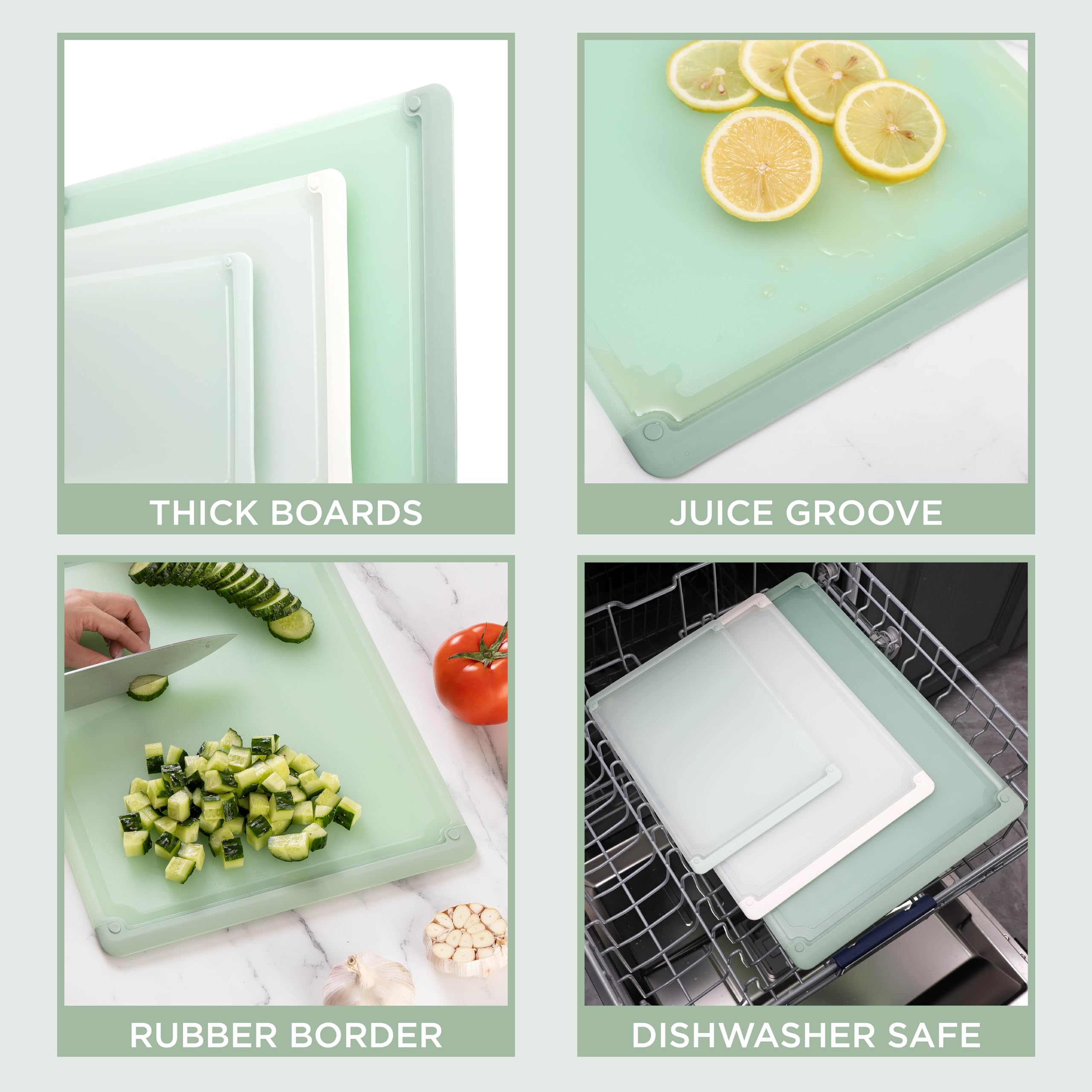 Foto 5 | Juego De Tablas De Cortar Cook With Color Extra Grande De 3 Piezas, Color Menta - Venta Internacional.