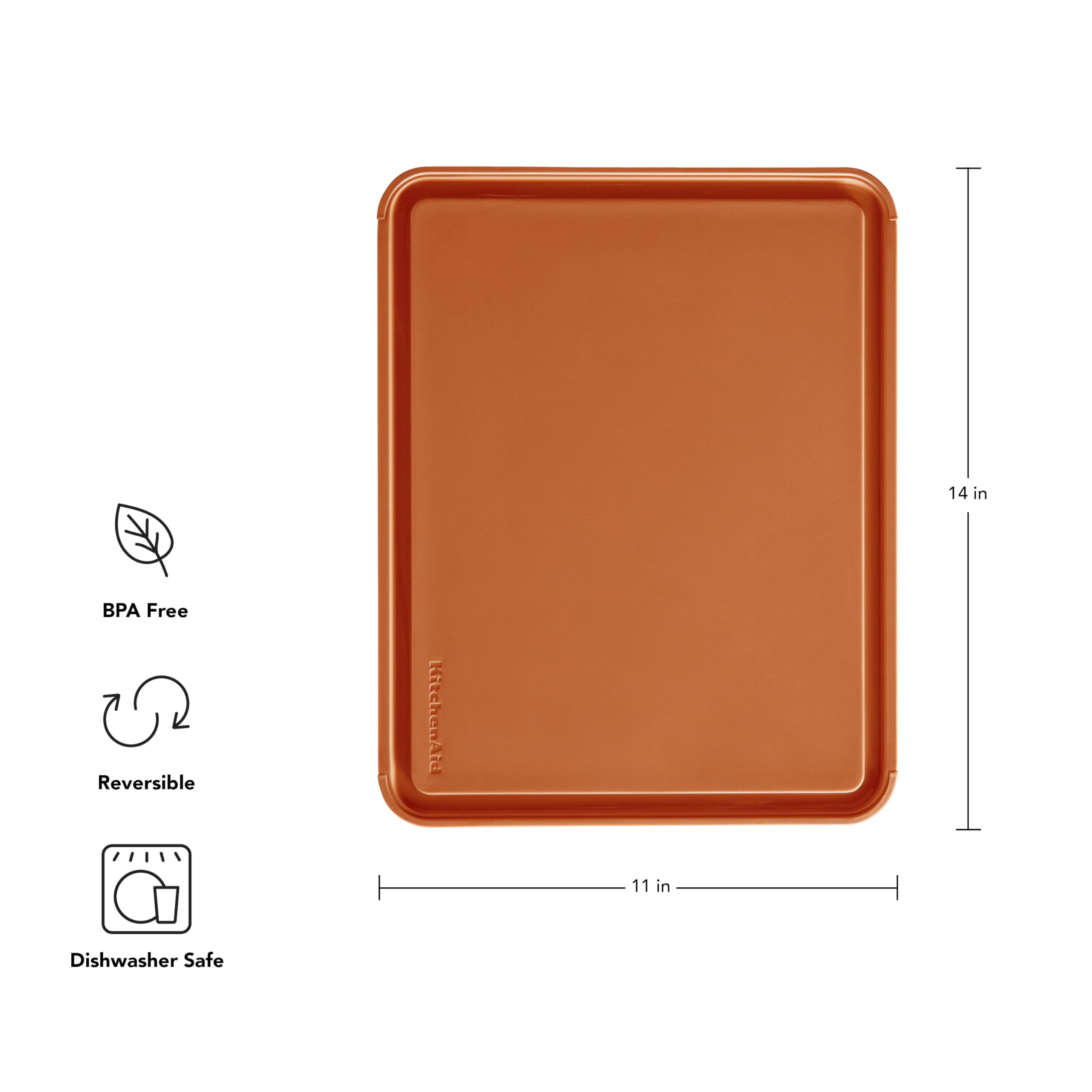 Foto 6 pulgar | Tabla De Cortar Kitchenaid Classic De Plástico De 11 X 14 Pulgadas, Color Naranja - Venta Internacional.