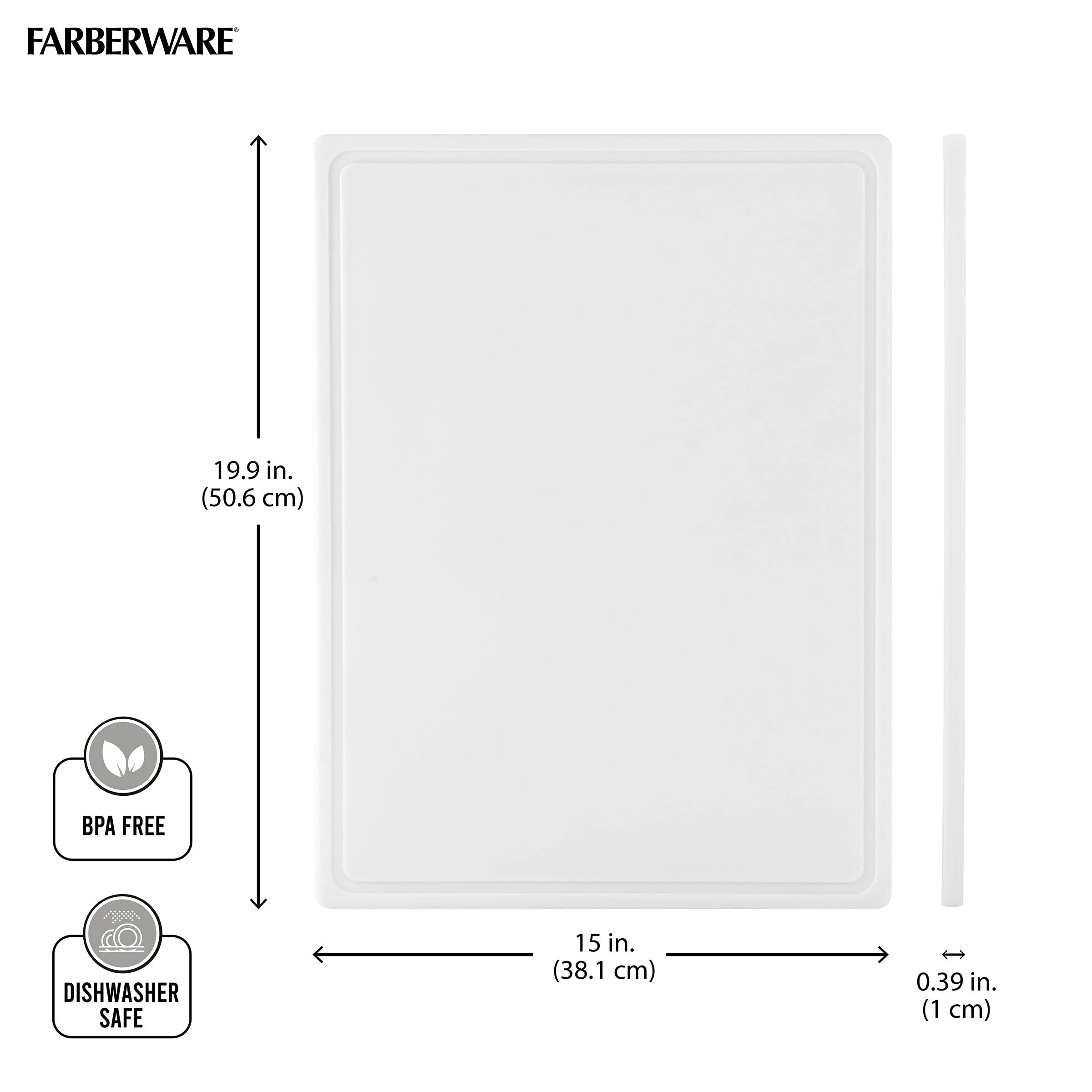 Foto 5 pulgar | Tabla De Cortar Farberware De Plástico Extragrande, 15 X 20 Pulgadas, Blanca - Venta Internacional.