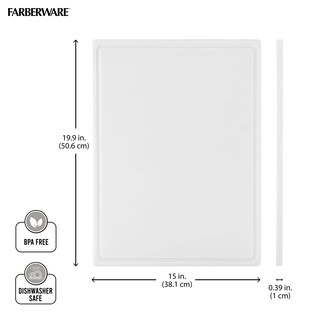 Foto 4 | Tabla De Cortar Farberware De Plástico Extragrande, 15 X 20 Pulgadas, Blanca - Venta Internacional.