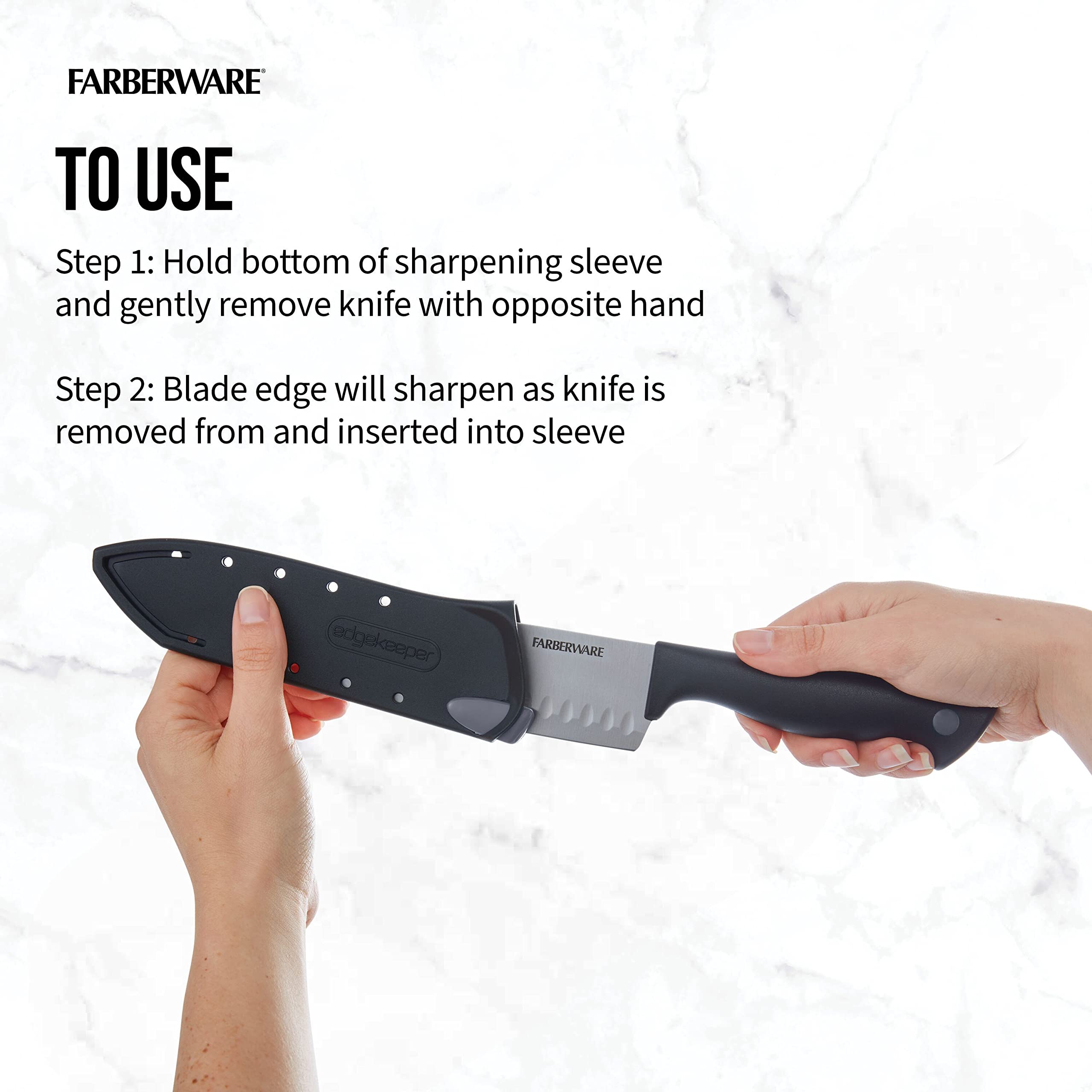 Foto 6 pulgar | Cuchillo Farberware Edgekeeper Santoku De 12,7 Cm Con Autoafilable - Venta Internacional.
