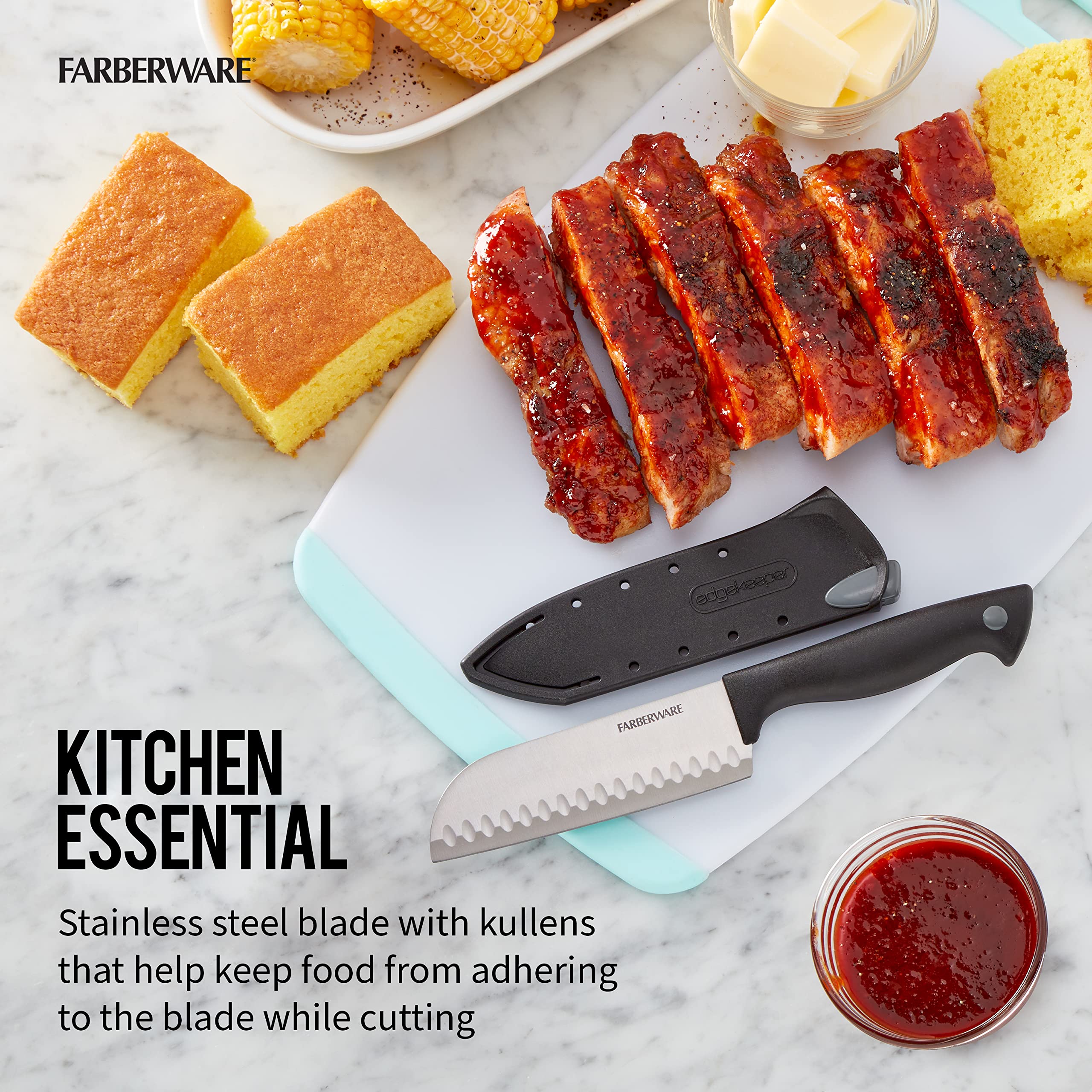 Foto 7 pulgar | Cuchillo Farberware Edgekeeper Santoku De 12,7 Cm Con Autoafilable - Venta Internacional.
