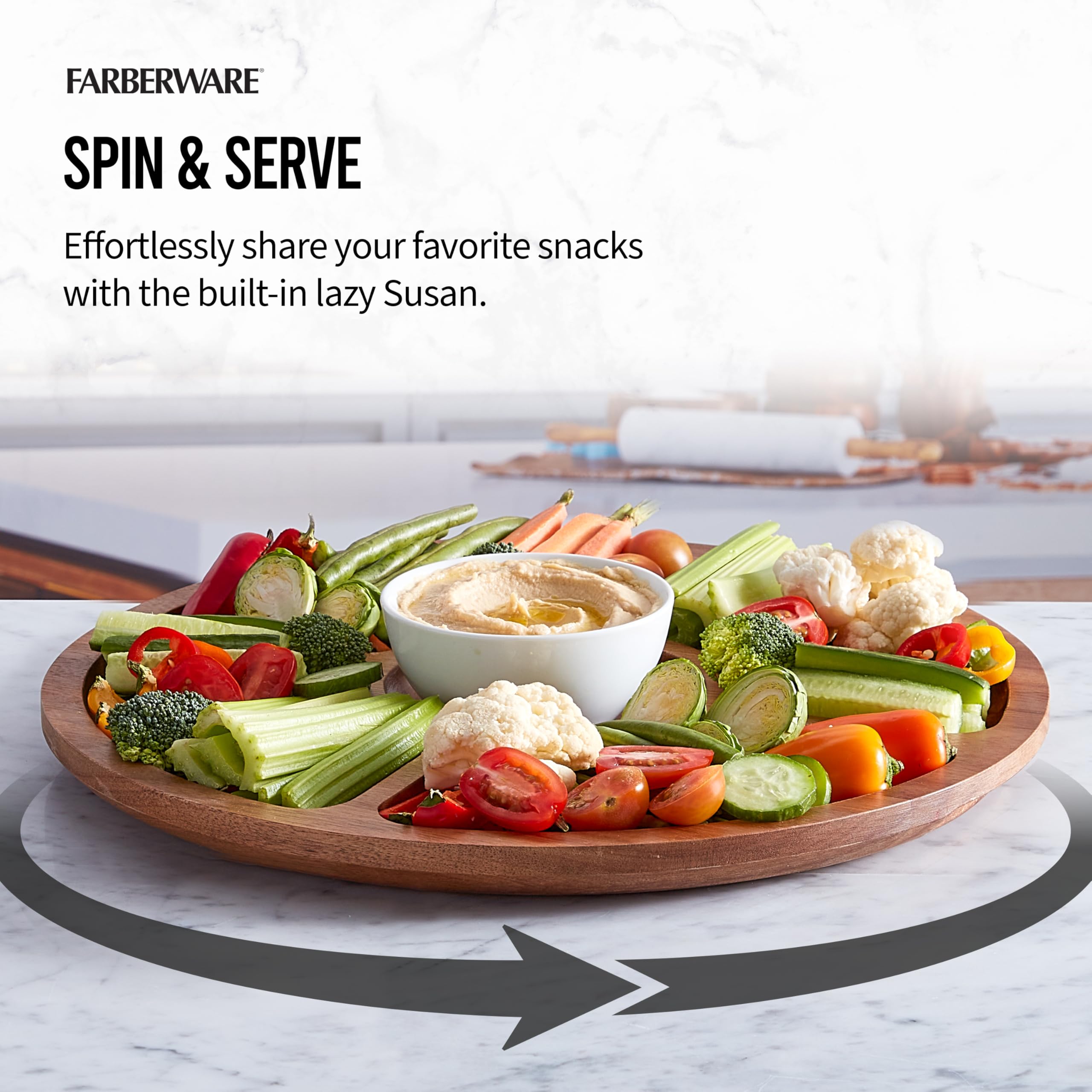 Foto 5 pulgar | Tabla De Cortar Farberware Build-a-board Con Lazy Susan Acacia - Venta Internacional.