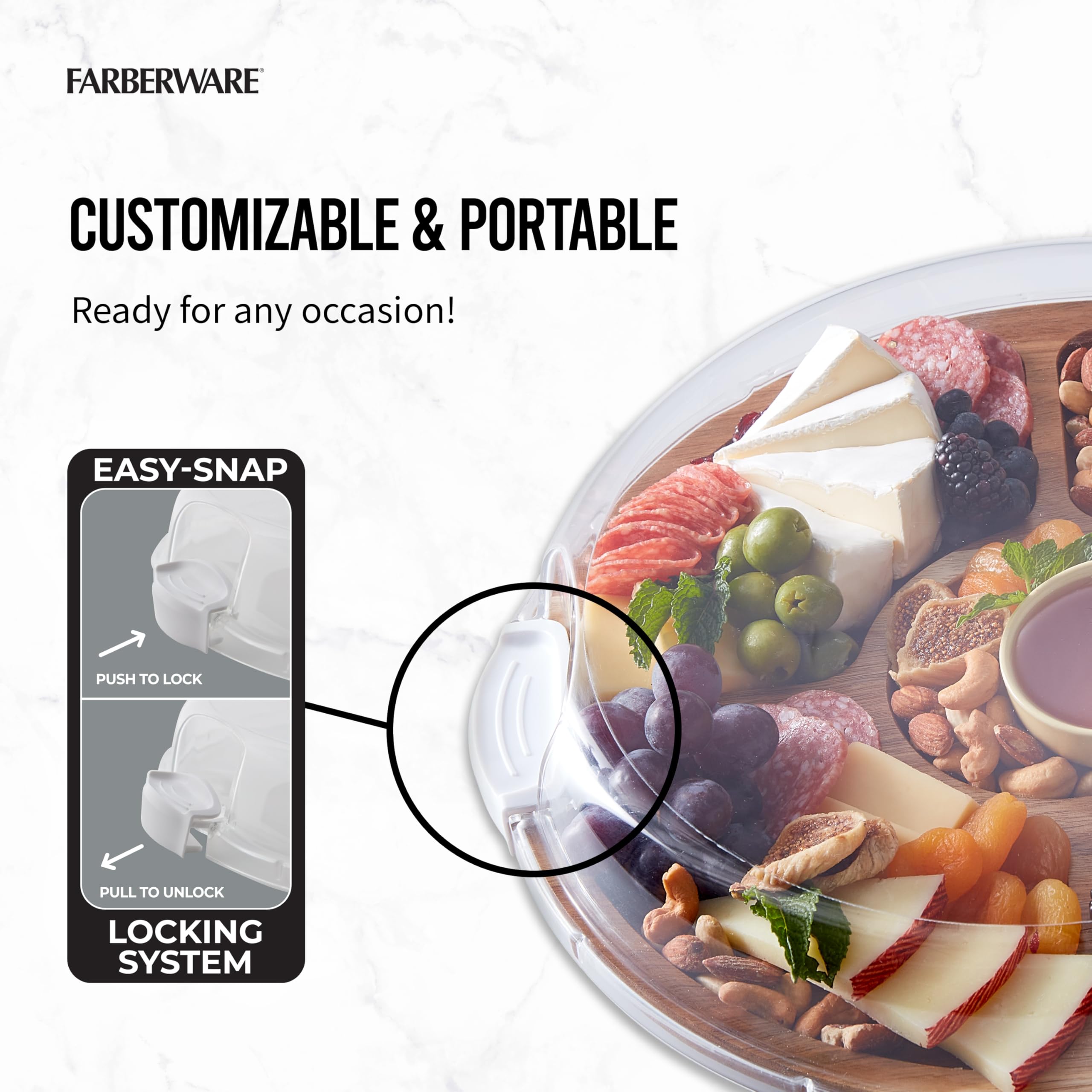 Foto 6 pulgar | Tabla De Cortar Farberware Build-a-board Con Lazy Susan Acacia - Venta Internacional.