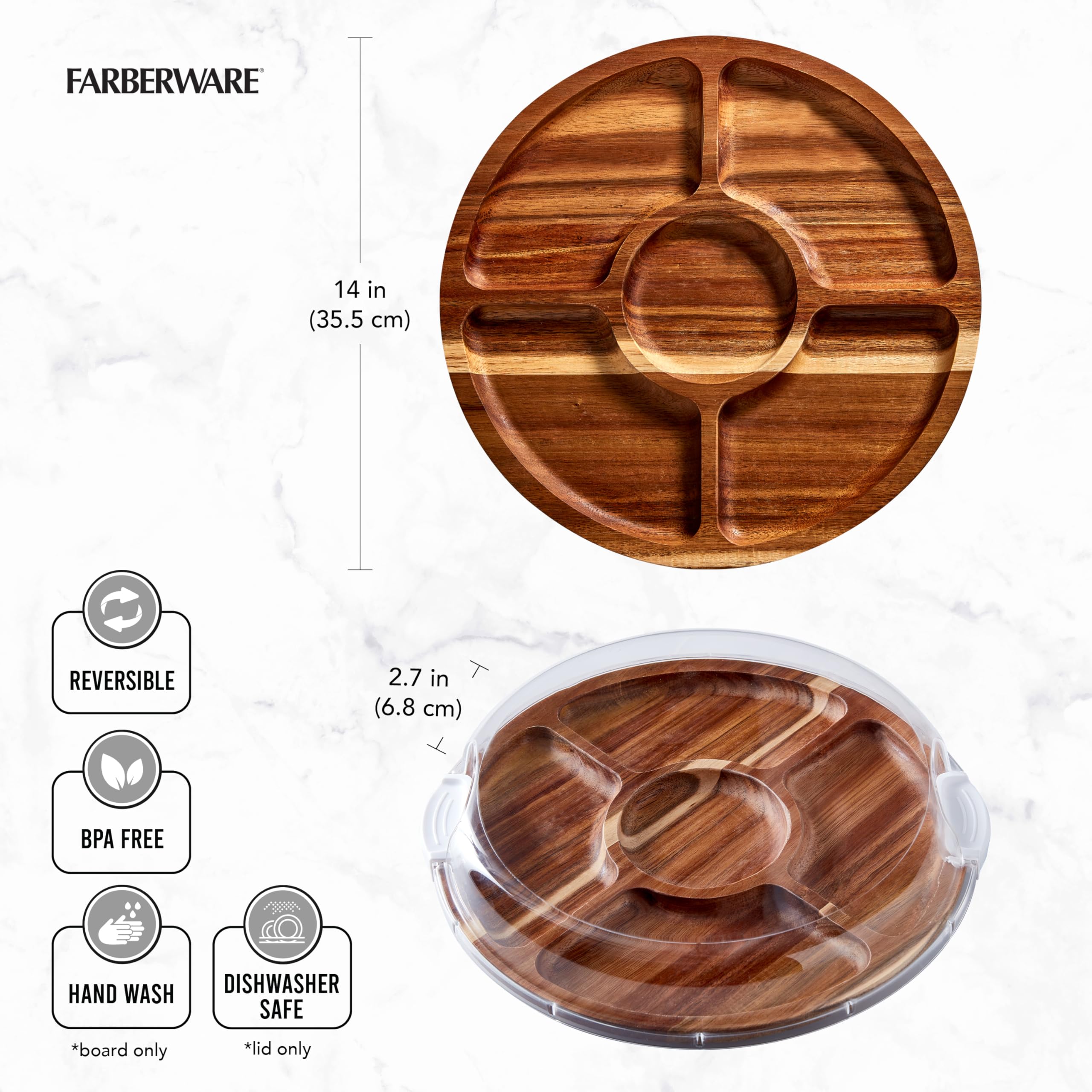 Foto 6 | Tabla De Cortar Farberware Build-a-board Con Lazy Susan Acacia - Venta Internacional.