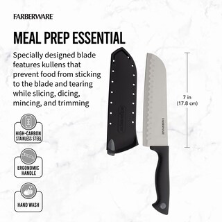 Foto 3 | Cuchillo Farberware Edgekeeper Santoku De Acero Al Carbono De 18 Cm - Venta Internacional.