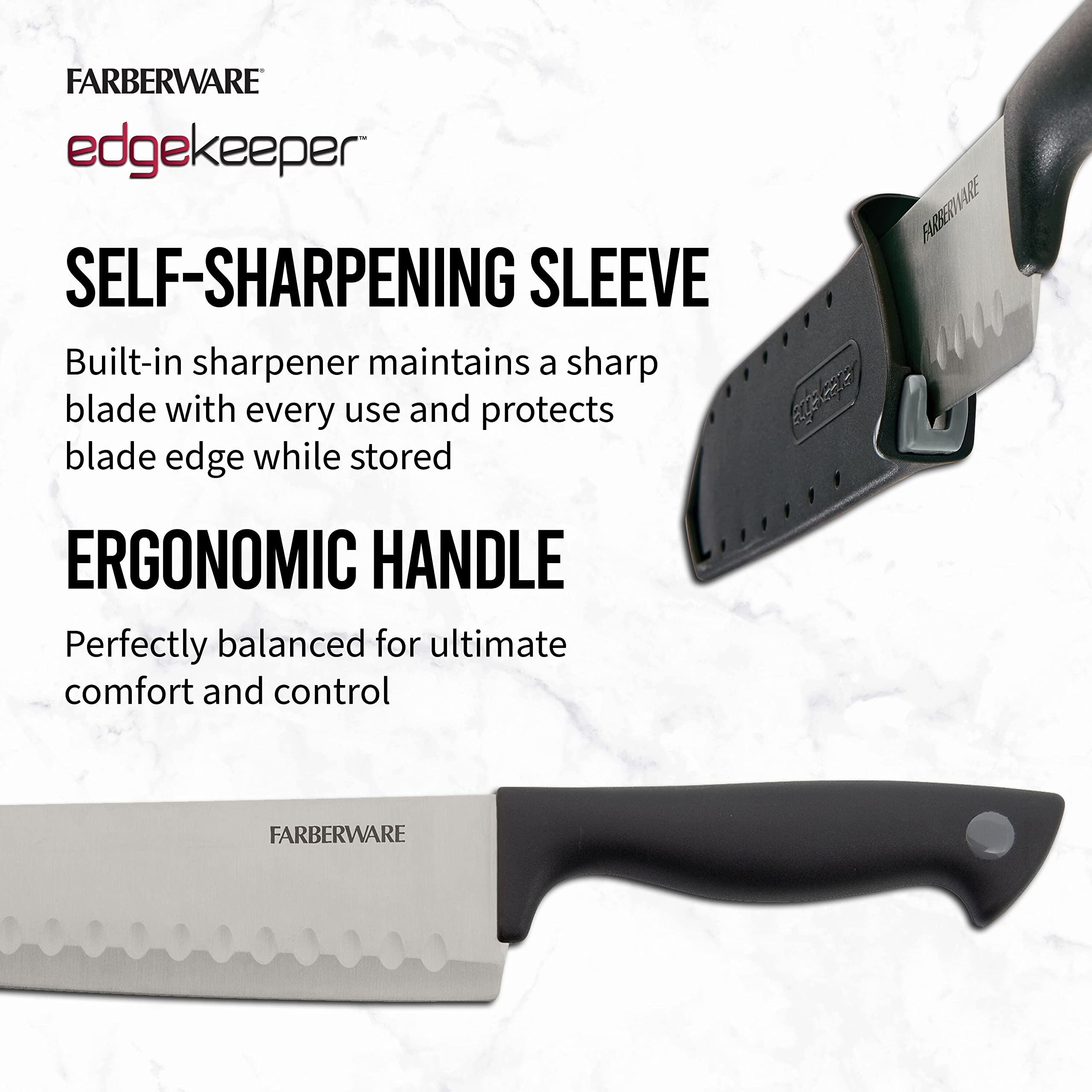 Foto 5 pulgar | Cuchillo Farberware Edgekeeper Santoku De Acero Al Carbono De 18 Cm - Venta Internacional.