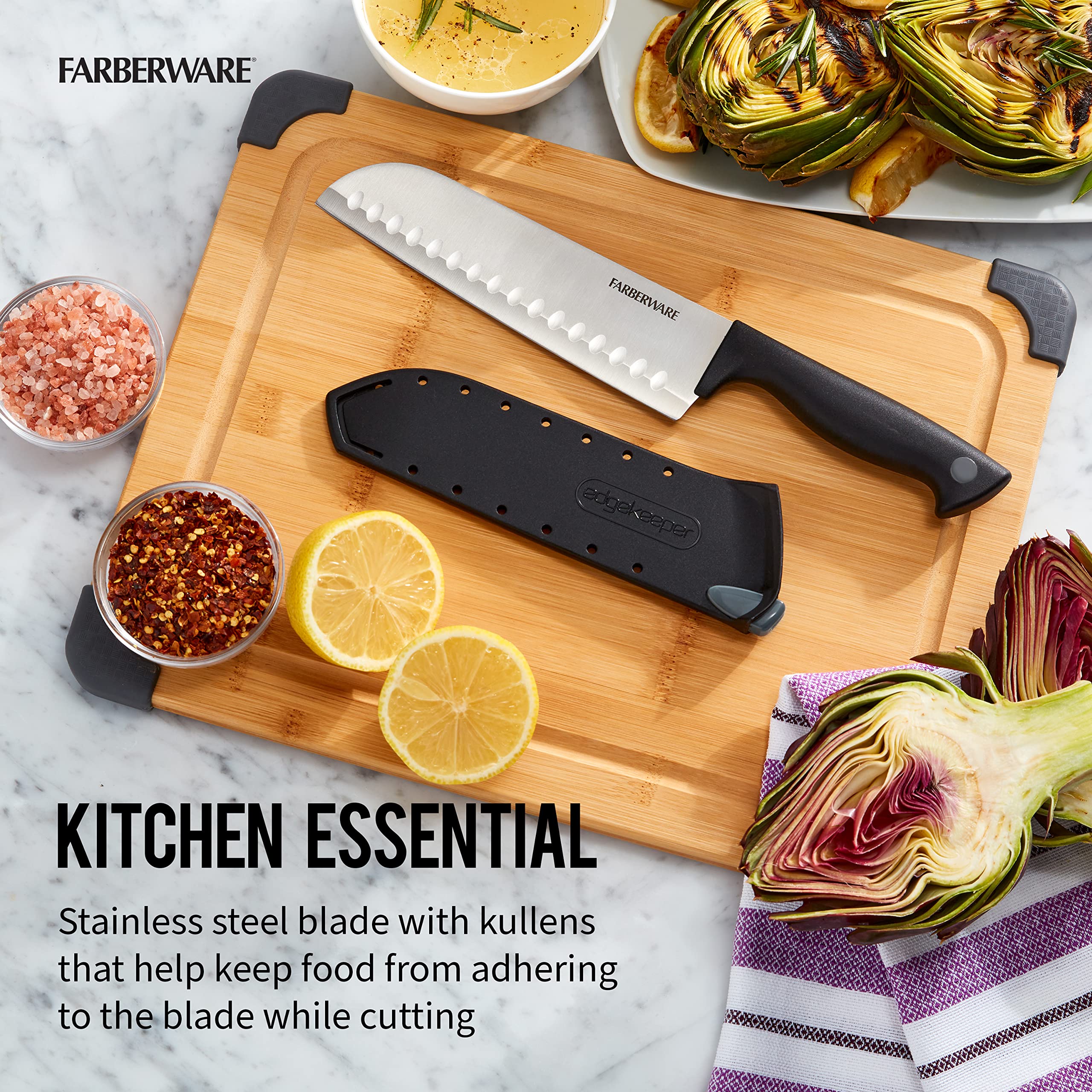 Foto 7 pulgar | Cuchillo Farberware Edgekeeper Santoku De Acero Al Carbono De 18 Cm - Venta Internacional.